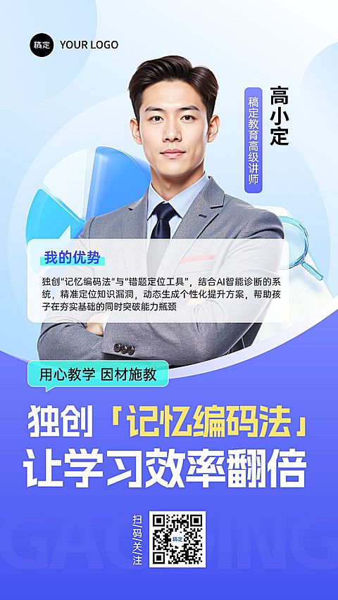 教育培训讲师介绍形象宣传宣传推广竖版海报AIGC