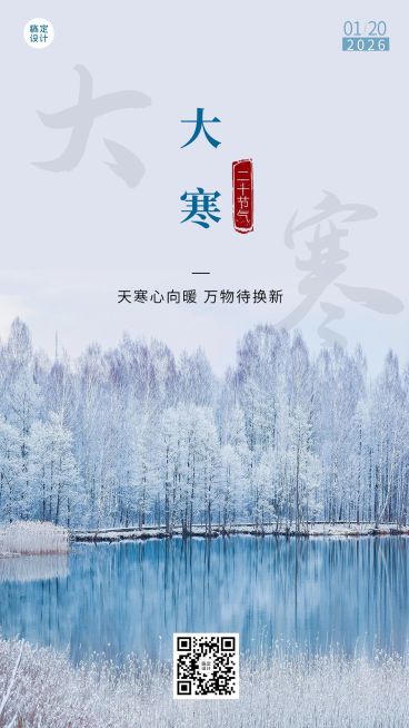 大寒节气祝福实景手机海报预览效果