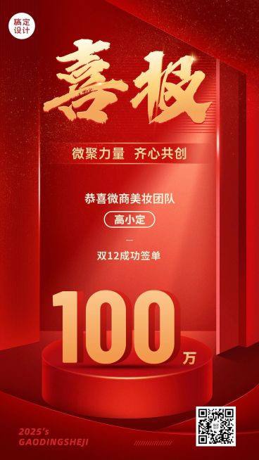 双十二大促业绩表彰喜报喜庆手机海报预览效果