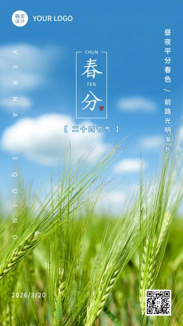 春分节气祝福宣传实景手机海报预览效果