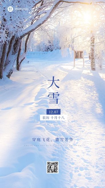 大雪节气祝福手机海报预览效果