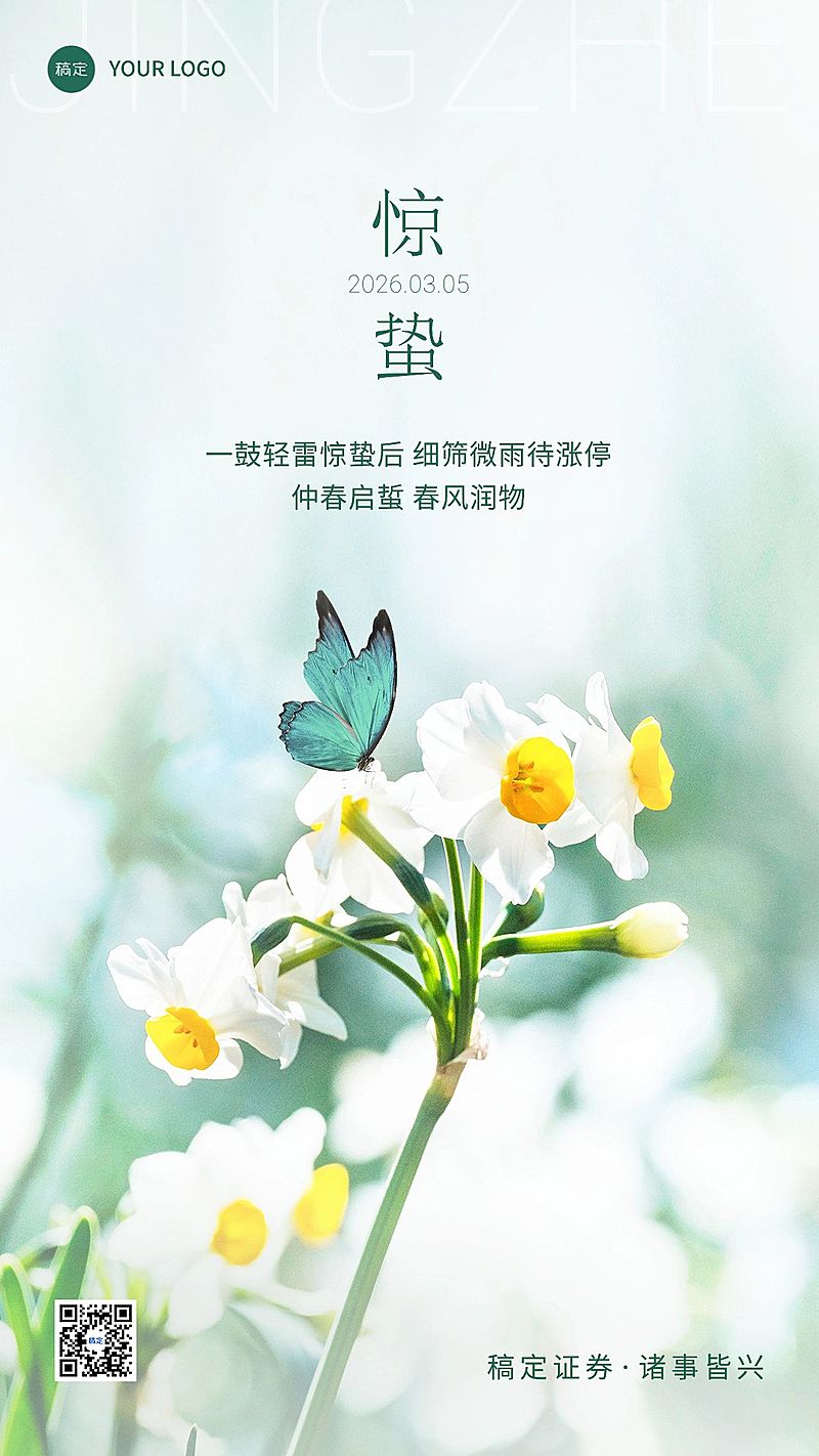 惊蛰金融保险节气祝福问候实景风手机海报