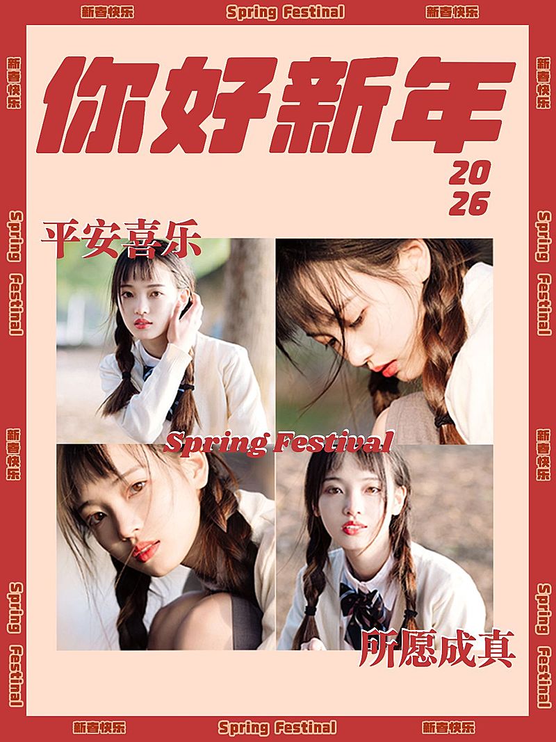 春节晒照宫格拼图小红书封面