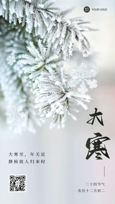 大寒节气祝福合成手机海报预览效果