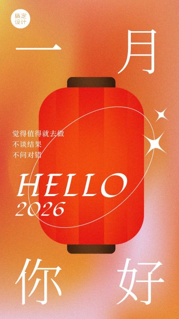 通用1月你好祝福极简手机海报预览效果