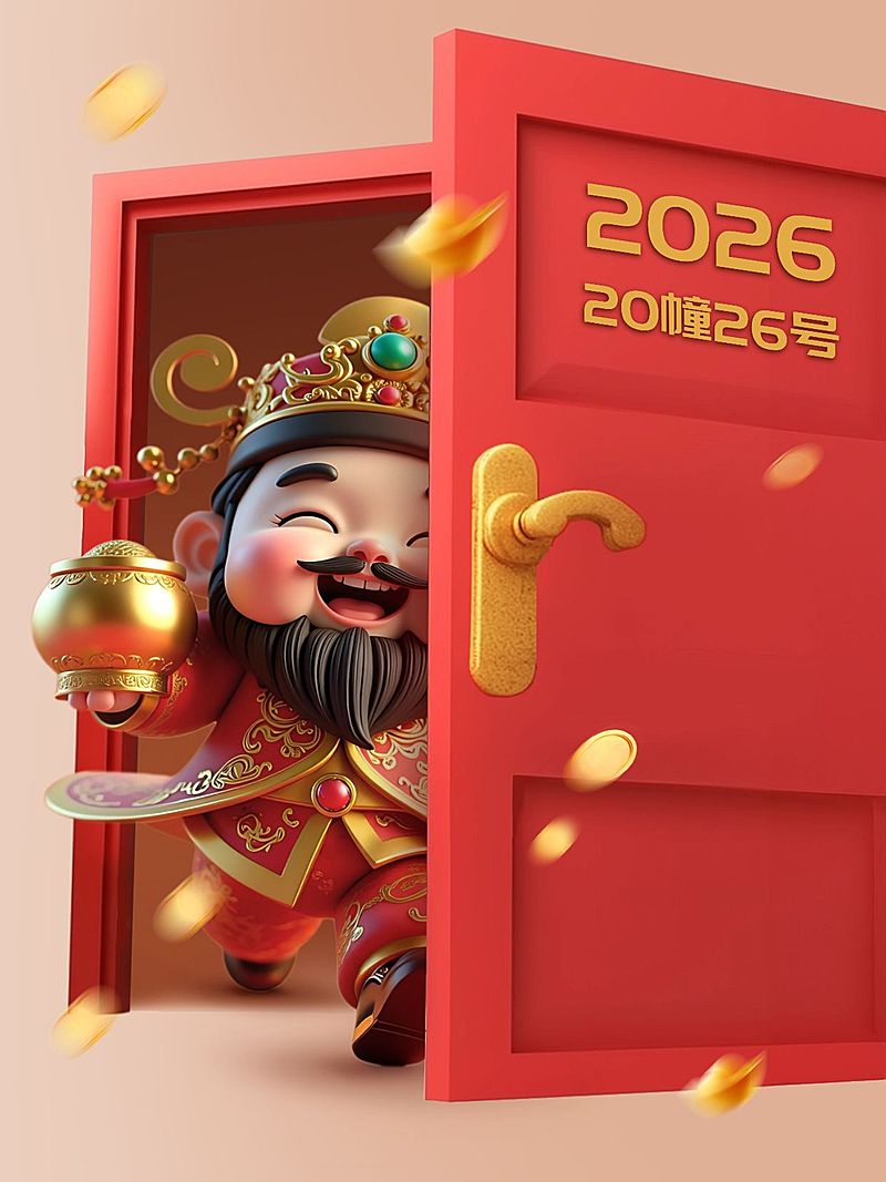 春节新年3d财神元素小红书封面aigc