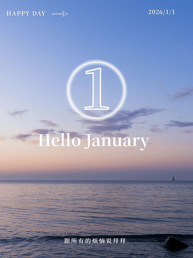 一月月初问候晒照PLOG模板