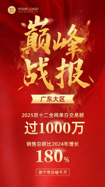 双十二电商销售战报榜单喜报预览效果