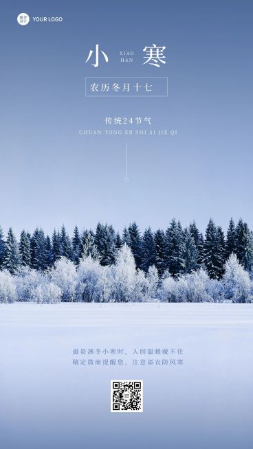 小寒节气祝福问候实景风手机海报预览效果