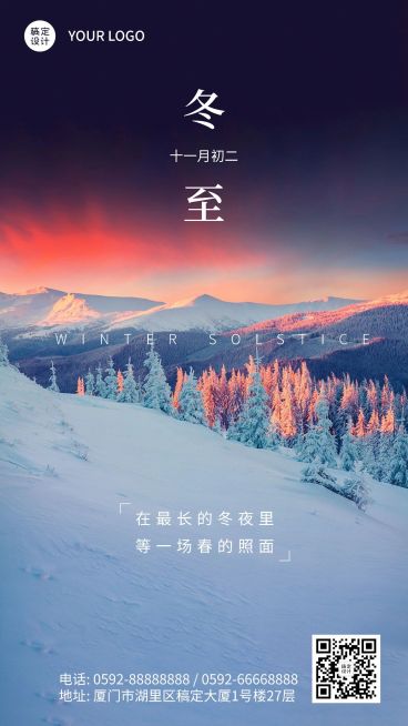 冬至节气祝福冬季实景手机海报预览效果