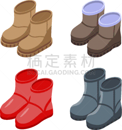ugg boots icons set isometric style