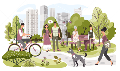 周末活动,自然,矢量,绘画插图,城市,人,公园,老年男人,中苏格兰,长椅
