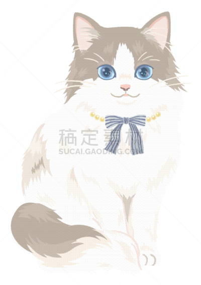 可爱的,猫,矢量,绘画插图,毛绒绒,白色,宠物,背景分离,垂直画幅,图像