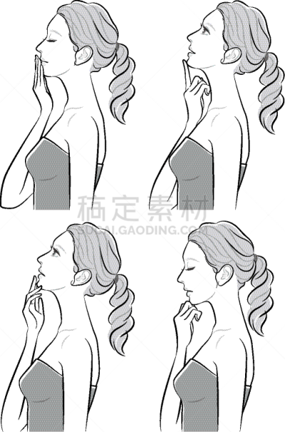 女人,绘画插图,侧面像,面部表情,可爱的,化妆用品,20到29岁,人的脸部,40到49岁,半身像