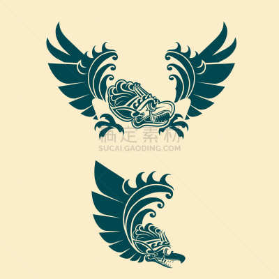 大鹏金翅鸟迦楼罗,绘画插图,矢量,高雅,商务,复古风格,翅膀,古典式,动物,鸟类