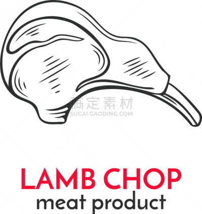 动物手,小羊排,分离着色,自然,华丽的,肉,熏猪肉,概念,食品,绘制