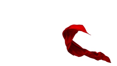 红色面料在白色背景上流动，慢动作