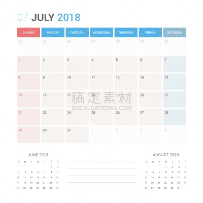 七月,2018,日历,周末活动,白昼,商务,进出港显示牌,事件,日记