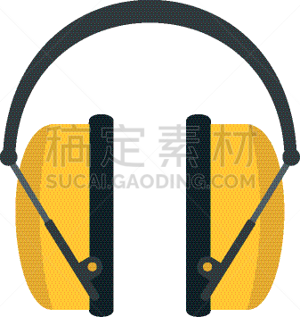 噪声,耳机,扁平化设计,图标,黄色,安静,安全的,技术,艺术,建筑业