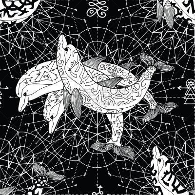 海豚,三个物体,背景,华丽的,替代医药,几何形状,平衡,几何学,巫术