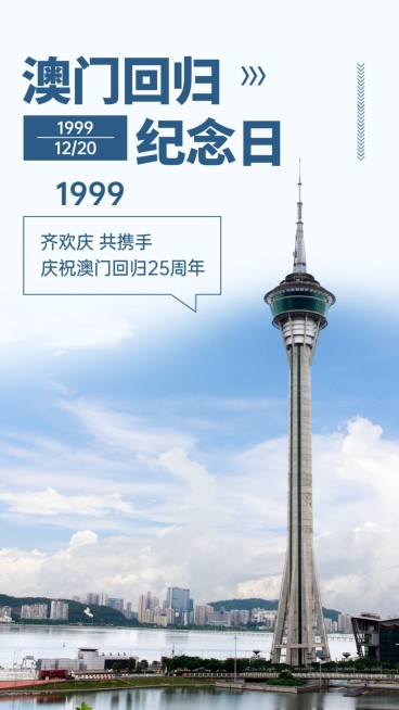 澳门回归纪念日大事件手机海报预览效果