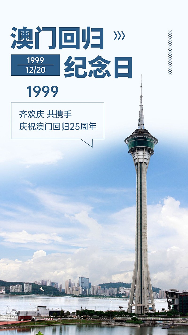 澳门回归纪念日大事件手机海报