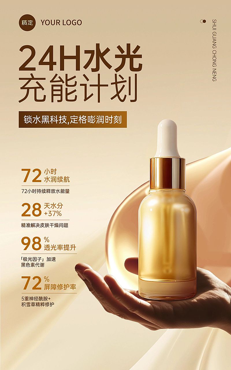 美容美妆产品营销展示电商竖版海报AIGC