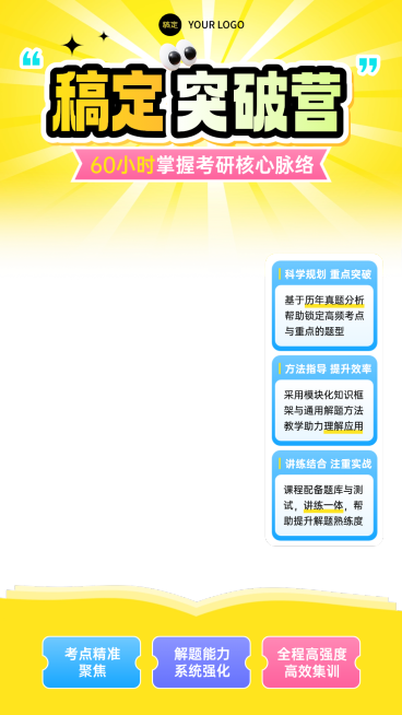考研突破教育课程培训班直播贴片组合预览效果