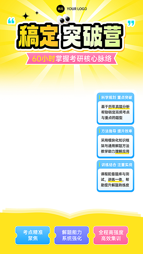 考研突破教育课程培训班直播贴片组合