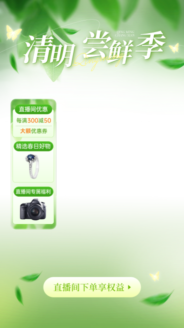 清明节营销卖货清新感直播上下贴片套装预览效果