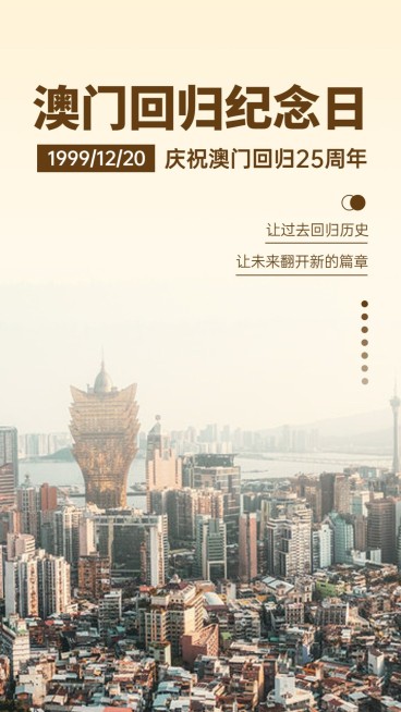 澳门回归纪念日大事件手机海报预览效果