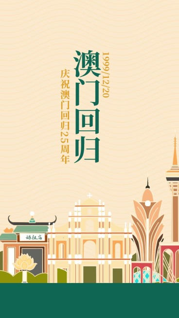 澳门回归庆祝周年纪念手机海报预览效果