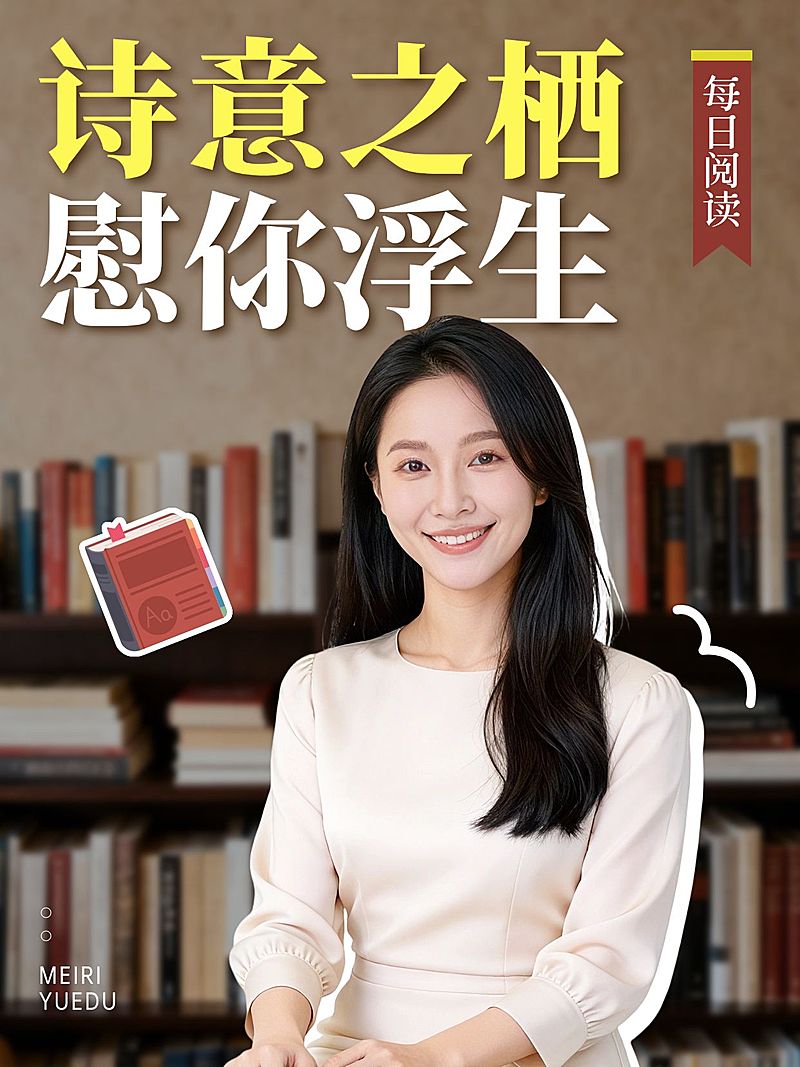 个人成长阅读读书视频人像小红书封面