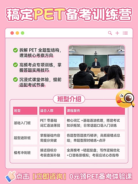 教育培训K12教育PET课程介绍拼图小红书配图
