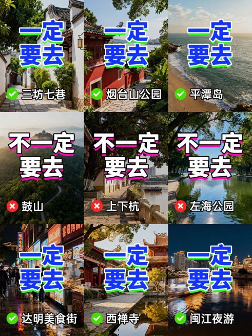 旅游出行福州行程好地推荐旅游攻略分享拼图小红书封面预览效果