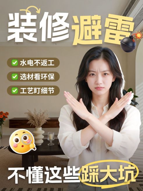 家居装修避坑指南人像小红书封面预览效果