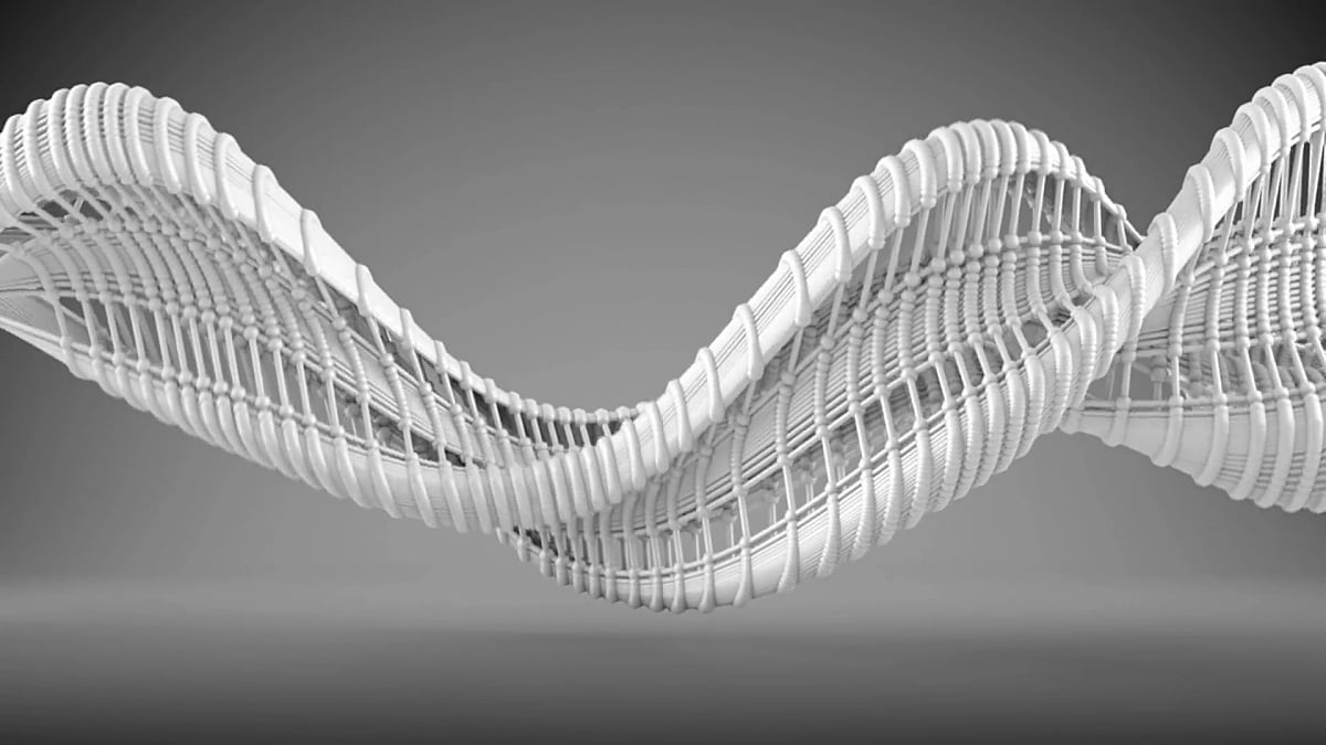 摘要科幻网络形状波浪式无缝环路3D动画