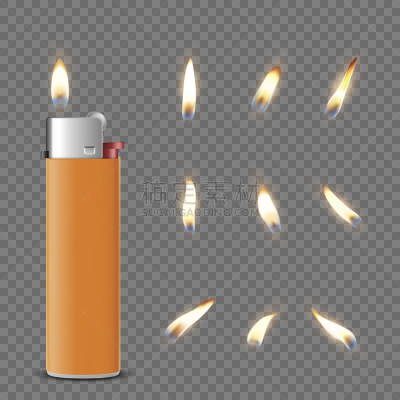 3d realistic orange blank cigarette lighter