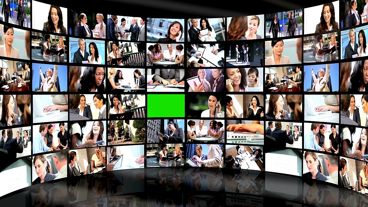 3D视频墙绿屏图像商务人员