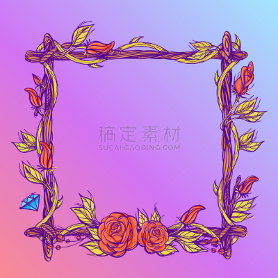 玫瑰,枝,正方形,边框,华丽的,绳子,柳条,梦符咒,做,装饰