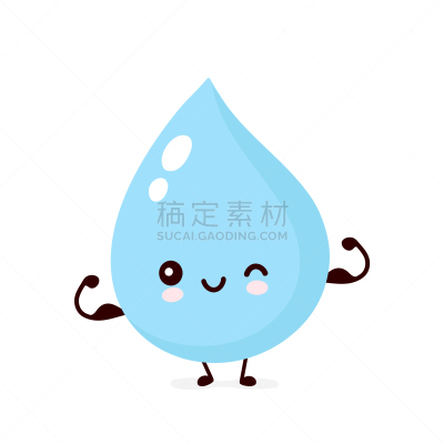 cute smiling happy water drop show muscle