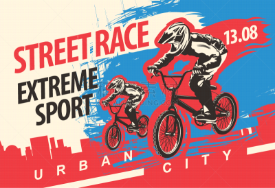 vector banner on the theme of bicycle street race