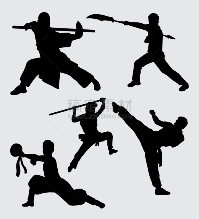 武术,空手道,运动,摆拍,剑,剪影,击打,踢