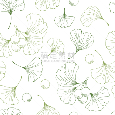 四方连续纹样,植物,背景,草图,绘画插图,矢量,彩色图片,插画,银杏,华丽的