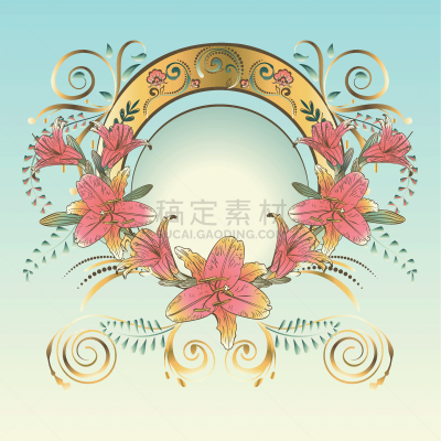百合花,边框,新艺术主义,传统,华丽的,高雅,浪漫,设计,怀旧,装饰