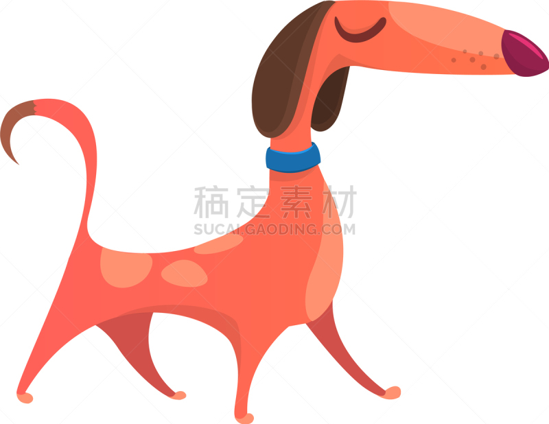 狗,幽默,卡通,扁平化设计,可爱的,梗犬,警犬,步行,坐,站