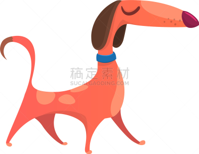狗,幽默,卡通,扁平化设计,可爱的,梗犬,警犬,步行,坐,站