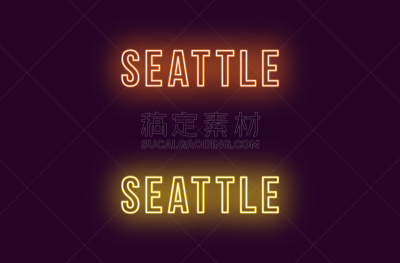 城市,文字,美国,西雅图,霓虹灯,品牌名称,短语,单词,信函,剪影