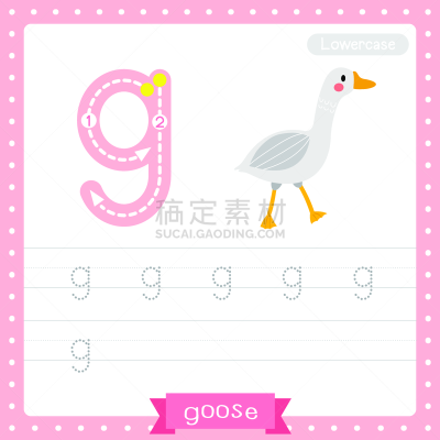 英文字母g,鹅肉,痕迹,小写,英语,闪卡,字母,小学,连字符,小的