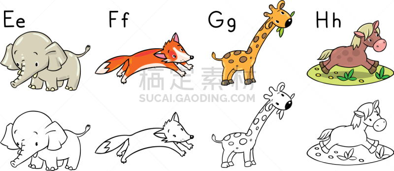 动物,字母,字母表次序,彩色书,儿童,婴儿,绿色,小的,性格,教育